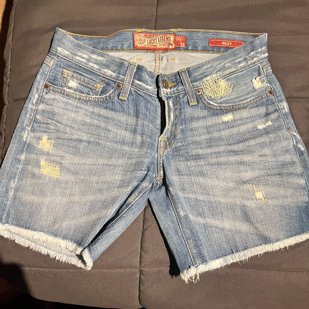 Lucky Brand Light Blue Ripped Jean Shorts